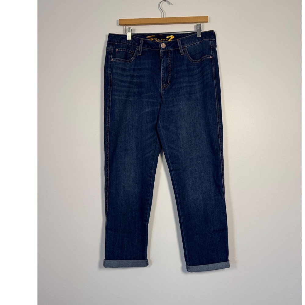 Casual Seven7 Womens Size 8 Weekend Easy Fit Boyfriend Jeans Dark Wash Indigo